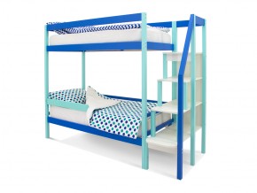 Двухъярусная кровать Svogen с бортиком мятно-синий в Карабаше - karabash.mebel74.com | фото