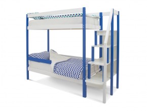 Двухъярусная кровать Svogen с бортиком синий-белый в Карабаше - karabash.mebel74.com | фото