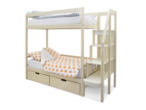 Двухъярусная кровать Svogen с ящиками бежевый в Карабаше - karabash.mebel74.com | фото 1
