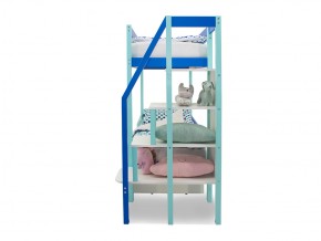 Двухъярусная кровать Svogen с ящиками и бортиком мятно-синий в Карабаше - karabash.mebel74.com | фото 3