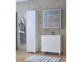 Комплект мебели в ванную Geometry 800 белый с пеналом в Карабаше - karabash.mebel74.com | фото 1