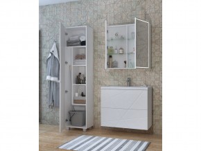 Комплект мебели в ванную Geometry 800 белый с пеналом в Карабаше - karabash.mebel74.com | фото 5
