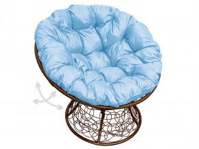 Кресло Папасан пружинка с ротангом голубая подушка в Карабаше - karabash.mebel74.com | фото 1