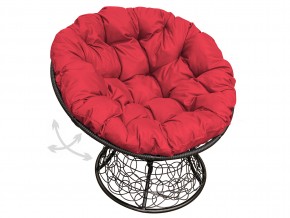 Кресло Папасан пружинка с ротангом красная подушка в Карабаше - karabash.mebel74.com | фото 1