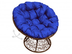 Кресло Папасан пружинка с ротангом синяя подушка в Карабаше - karabash.mebel74.com | фото 1