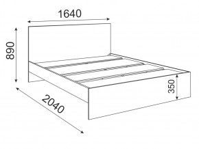 Кровать 1600 Осло модуль М14 с настилом Лайт цемент светлый в Карабаше - karabash.mebel74.com | фото 2