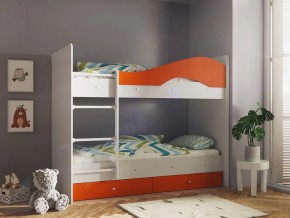 Кровать 2-х ярусная Мая с ящиками на латофлексах белый-оранж в Карабаше - karabash.mebel74.com | фото
