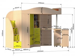 Кровать чердак Юниор 4 Бодега-голубой в Карабаше - karabash.mebel74.com | фото 3