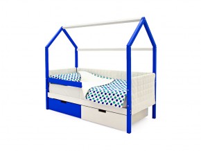 Кровать-домик мягкий Svogen с ящиками и бортиком сине-белый в Карабаше - karabash.mebel74.com | фото