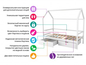 Кровать-домик Svogen с фото с ящиками и бортиком бежевый/зверята в Карабаше - karabash.mebel74.com | фото 2