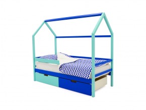 Кровать-домик Svogen с ящиками и бортиком мятно-синий в Карабаше - karabash.mebel74.com | фото 1