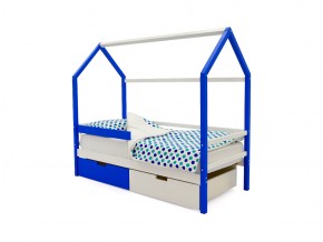 Кровать-домик Svogen с ящиками и бортиком сине-белый в Карабаше - karabash.mebel74.com | фото