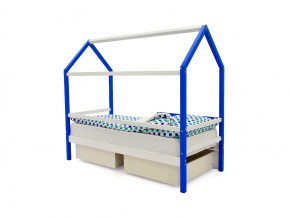 Кровать-домик Svogen с ящиками и бортиком сине-белый в Карабаше - karabash.mebel74.com | фото 3