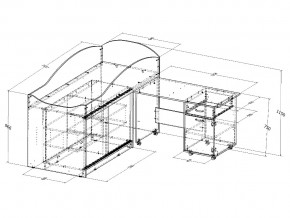 Кровать Дюймовочка 3 с лестницей Дельта 23.6 орех в Карабаше - karabash.mebel74.com | фото 2