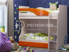 Кровать двухъярусная Бемби МДФ Апельсин металлик в Карабаше - karabash.mebel74.com | фото