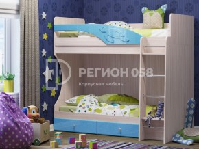 Кровать двухъярусная Бемби МДФ Голубой металлик в Карабаше - karabash.mebel74.com | фото