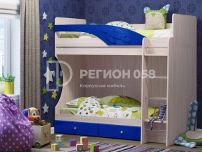 Кровать двухъярусная Бемби МДФ Темно-синий металлик в Карабаше - karabash.mebel74.com | фото 1