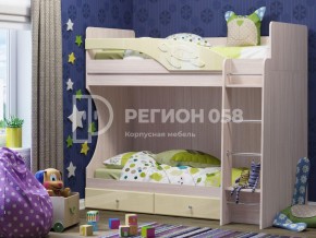 Кровать двухъярусная Бемби МДФ Ваниль глянец в Карабаше - karabash.mebel74.com | фото 1