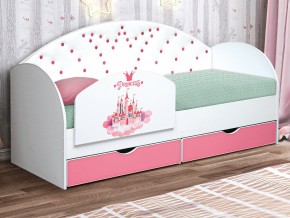 Кровать с продольной мягкой спинкой Корона №4 800х1900 мм розовая в Карабаше - karabash.mebel74.com | фото 2