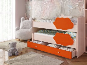 Кровать Соник с ящиком млечный дуб-оранж в Карабаше - karabash.mebel74.com | фото