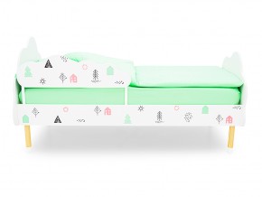 Кровать Stumpa Облако с бортиком рисунок Домики розовый, бирюзовый в Карабаше - karabash.mebel74.com | фото 3