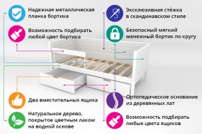 Кровать-тахта Svogen мягкая с ящиками и бортиком с фото белый/динозаврики в Карабаше - karabash.mebel74.com | фото 2