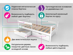 Кровать-тахта Svogen с ящиками и бортиком графит-мятный в Карабаше - karabash.mebel74.com | фото 4