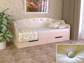 Кровать Юниор Тип 2 дуб молочный-белый перламутр 800х1600 в Карабаше - karabash.mebel74.com | фото 1