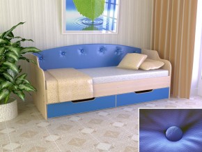 Кровать Юниор Тип 2 дуб молочный/синий 800х1600 в Карабаше - karabash.mebel74.com | фото