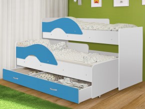 Кровать выкатная Радуга с ящиком 80х160 белая-голубой в Карабаше - karabash.mebel74.com | фото