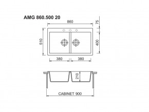 Мойка Longran Amanda AMG 860.500 20 в Карабаше - karabash.mebel74.com | фото 2