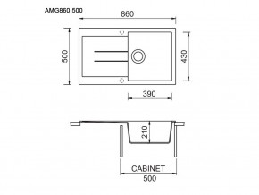 Мойка Longran Amanda AMG 860.500 в Карабаше - karabash.mebel74.com | фото 2