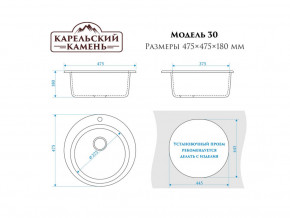 Мойка врезная Карельский камень модель 30 Черный в Карабаше - karabash.mebel74.com | фото 2