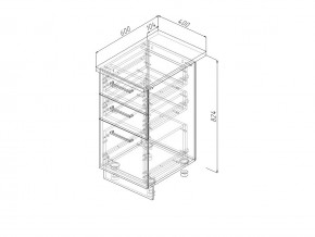 Н3Я 40 Модуль нижний Без Столешницы 3 ящика МН3Я 40 в Карабаше - karabash.mebel74.com | фото