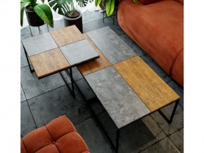 Стол журнальный Фьюжн квадро Дуб американский/серый бетон в Карабаше - karabash.mebel74.com | фото 3