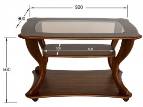 Стол журнальный Маэстро со стеклом СЖС-02 орех в Карабаше - karabash.mebel74.com | фото 2