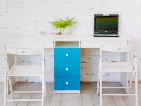 Стол письменный двухместный В 5 голубой в Карабаше - karabash.mebel74.com | фото
