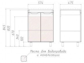 Тумба под умывальник Andrea 58 3D без ящика в Карабаше - karabash.mebel74.com | фото 3